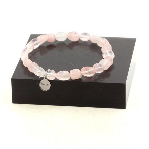 Bracelet Perles Quartz Rose Du Brésil. Fabriqué En France. Taille Personnalisable.