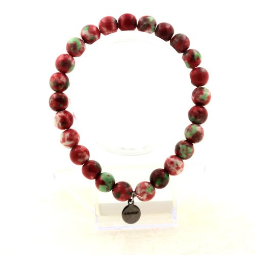 Bracelet Perles Jaspe Vert Rouge 8 Mm. Fabriqué En France. Taille Personnalisable.