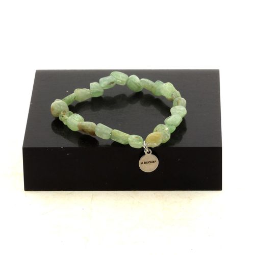 Bracelet Perles Cyanite Verte Du Brésil. Fabriqué En France. Taille Personnalisable.