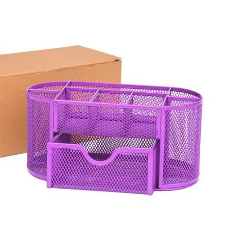 Violet - Boîte De Rangement En Métal Avec 9 Grilles, Stylo Pour Outils De Nettoyage