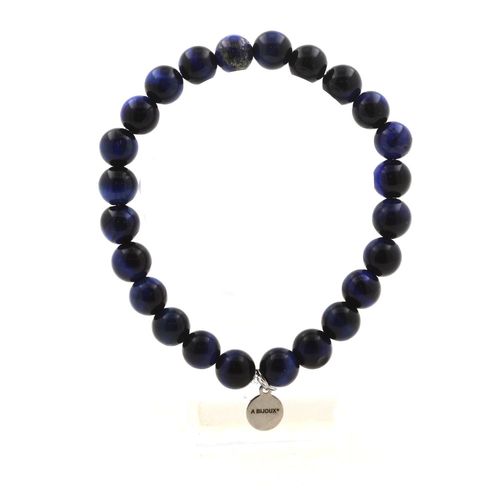 Bracelet Perles Oeil De Tigre Bleu 8 Mm. Fabriqué En France. Taille Personnalisable.