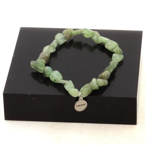 Bracelet Perles Apatite Verte De Madagascar. Fabriqué En France. Taille Personnalisable.