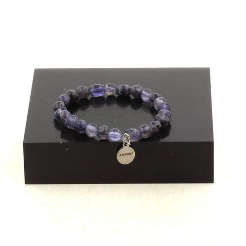 Bracelet Perles Cordierite Iolite De Madagascar. Fabriqué En France. Taille Personnalisable.