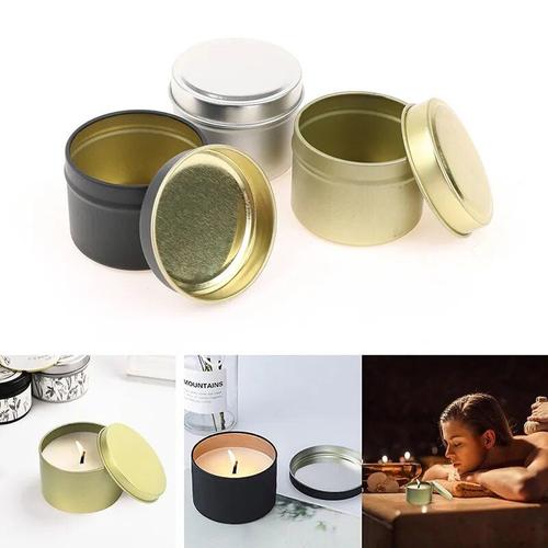 SV - Boîte métallique ronde de 2Oz en étain pour bougie, noir, or, argent, Pot vide à vis simple, boîtes de rangement pour crème cosmétique