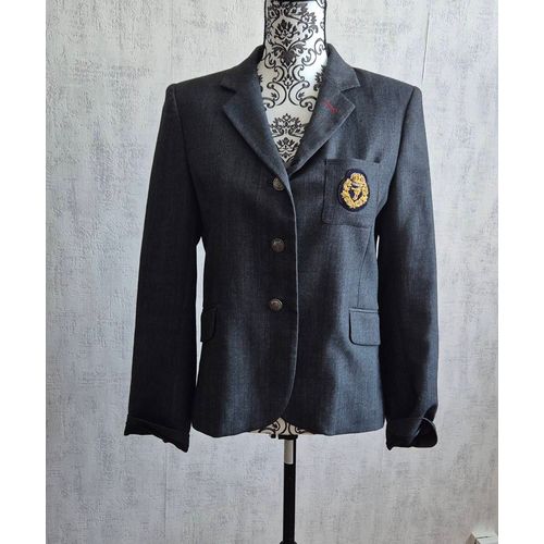 Blazer Gris Foncé Avec Écusson Tara Jarmon Taille 40 Style Uniforme College