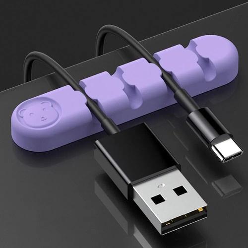 Violet - Câble Magnétique En Silicone Auto-Adhésif, Support De Directions Usb, Pinces De Bureau Flexibles Pour Fil De Souris