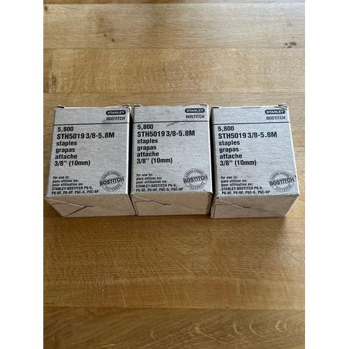 3 boîtes d’agrafes stanley STH50193/8-5.8M 3/8” (10mm)
