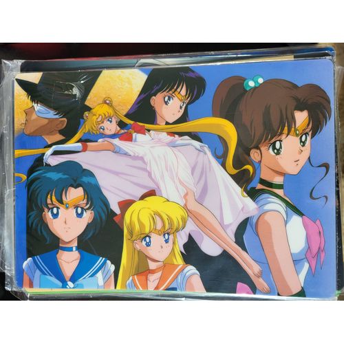 Shitajiki / Grande Carte Plastifiée Sur La Série Sailormoon Des Années 1990, Produit Derivé Officiel Japonais.
