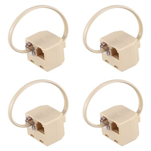 4X RJ11 6P4C 2 Voies Telephone Sortie Adaptateur Jack Ligne de Separation Beige