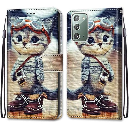 Coque En Pu Cuir Pour Samsung Note20 Etui Flip Cover Clapet De Protection Portefeuille Avec Motif Chat Daventure Housse Magnetique Case Wallet Antichoc Cover Pour Samsung Galaxy Note20 6.7