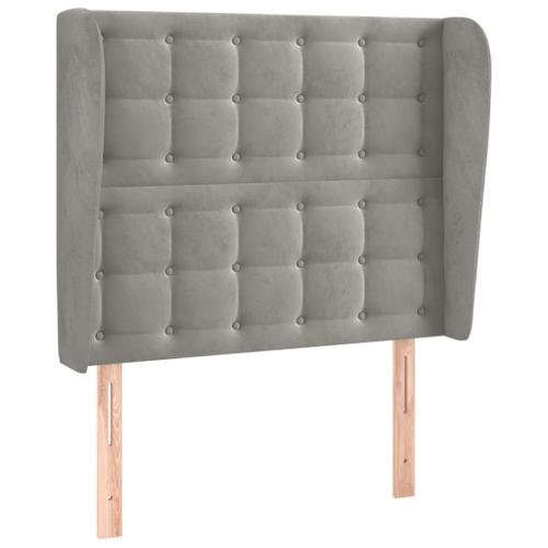 Tête De Lit Accessoire Couchage Chambre À Coucher Meuble Capitonné Avec Rebord Latéral 83 X 23 X 118/128 Cm Tissu Velours Gris Clair Tdl0205124