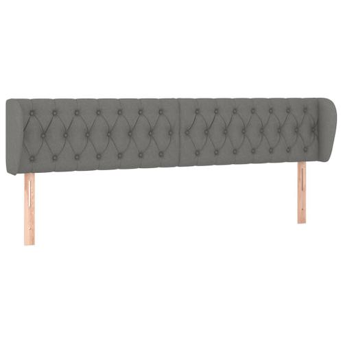 Tête De Lit Accessoire Couchage Chambre À Coucher Meuble Capitonné Avec Rebord Latéral 203 X 23 X 78/88 Cm Tissu Gris Foncé Tdl0204922