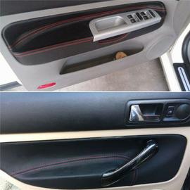 Autocollants de garniture de panneau de porte intérieure de voiture en fibre  de carbone souple pour