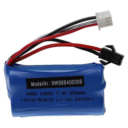 Vhbw Batterie Compatible Avec Sm-2p Connecteur Pour Modéle Rc Par Ex. Voiture De Course Avion (500mah, 7,4v, Li-Ion, 54 X 28 X 14,5 Mm)-Vhbw