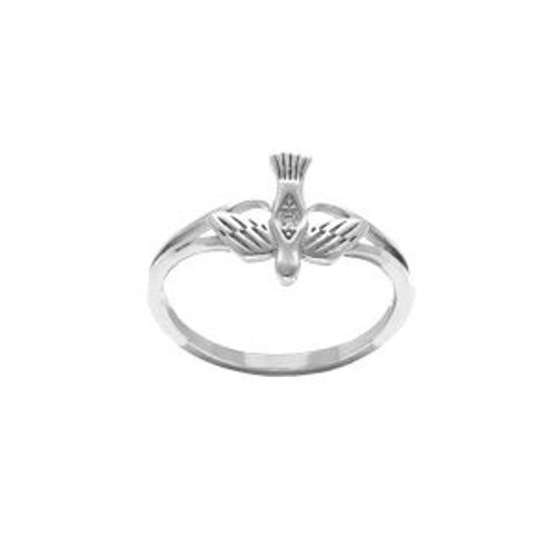 Bague Argent Rhodié Colombe De La Paix Oxydes Blancs