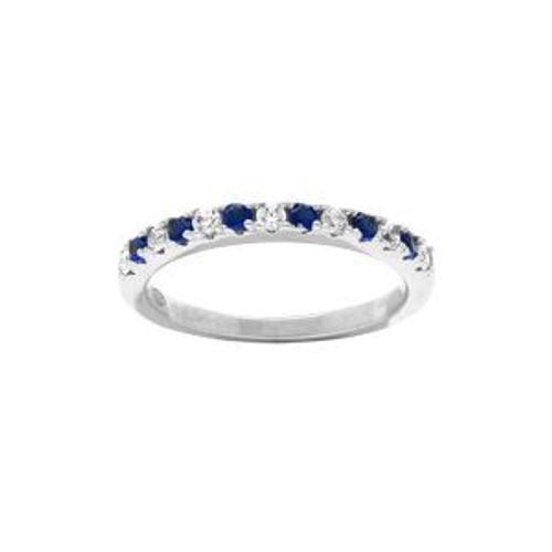 Bague Argent Rhodié Demi Alliance Oxydes Bleus Et Blancs Sertis