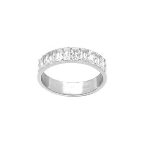 Bague Argent Platiné Alliance Americaine Oxydes Blancs Sertis