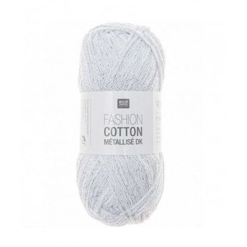 Fil À Tricoter Fashion Cotton Métallisé Dk - Rico Design 12 Blanc