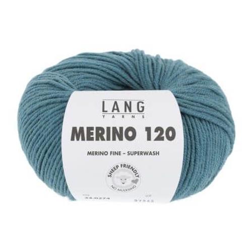 Pelote De Laine À Tricoter Merino 120 - Lang Yarns Bleu (274)