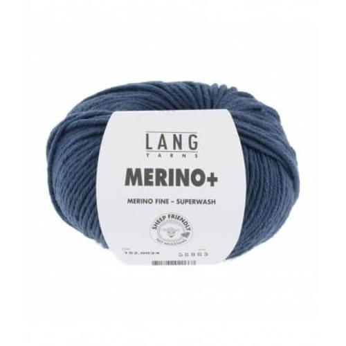 Pelote De Laine À Tricoter Merino + (Plus) - Lang Yarns Bleu (034)