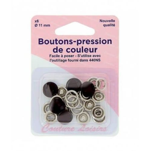 Boutons Pression 11 Mm Couleur Noir X6 - Distrifil Bk Noir
