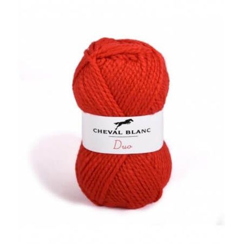 Pelote De Laine À Tricoter Duo - Cheval Blanc / Twins - By Oké ! 004 Coquelicot