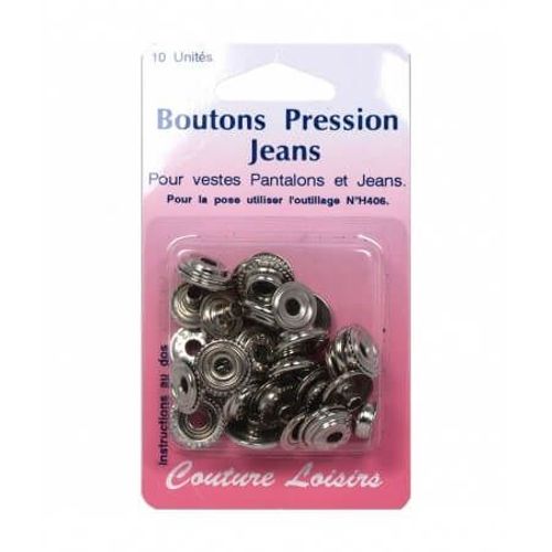 Boutons Pression 15mm Tissus Lourds Et Épais - Nickelé, Noir, Bronze X 12 - Distrifil Vendu Au Mètre