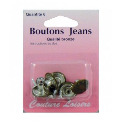 Boutons Jeans Couleur Bronze X 6 - Distrifil Bz Marron