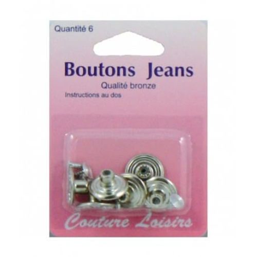 Boutons Jeans Couleur Nickelé X 6 - Distrifil Nk Gris