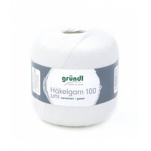 Hakelgarn 100 Fil Coton À Crocheter - Grundl - Certifié Oeko-Tex 101 Blanc