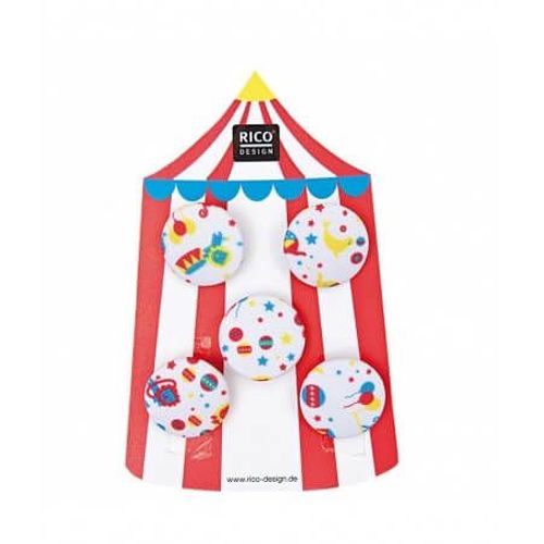 Boutons Cirque Rouge 2.5 Cm - Rico Design Blanc