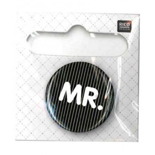 Badge Bouton Broche Mr. - Rico Design Noir