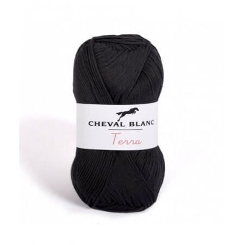 Pelote De Coton À Tricoter Terra - Cheval Blanc 12 Noir