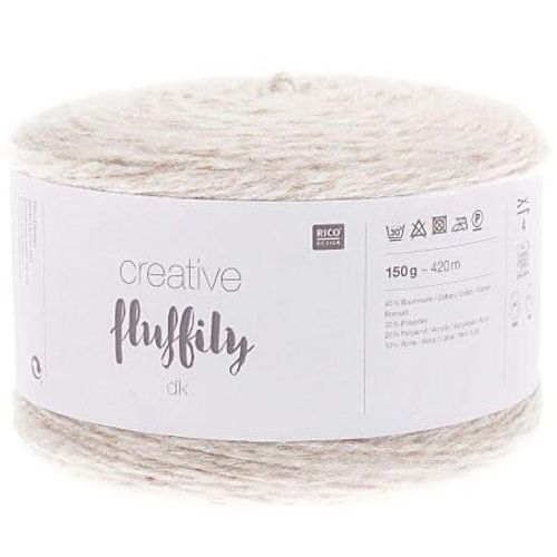 Coton À Tricoter Creative Fluffily - 150 Gr - Rico Design 01 Ecru