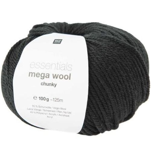 Laine À Tricoter Essentials Mega Wool Chunky - 100gr - Rico Design 16 Noir
