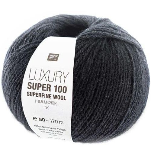 Pelote De Laine Luxury Super 100 Superfine Wool Dk - Rico Design 12 Noir