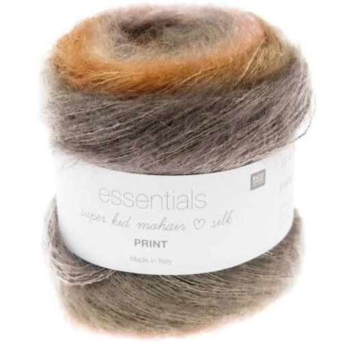 Pelote Essentials Super Kid Mohair Loves Silk Print 50 Gr - Rico Design 09 Marron