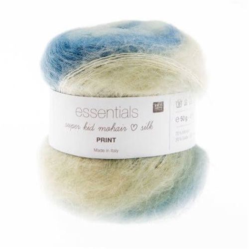 Pelote Essentials Super Kid Mohair Loves Silk Print 50 Gr - Rico Design 06 Bleu