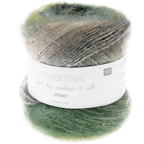 Pelote Essentials Super Kid Mohair Loves Silk Print 50 Gr - Rico Design 10 Vert