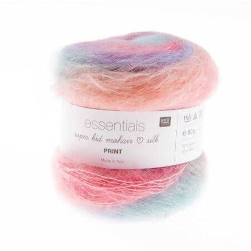 Pelote Essentials Super Kid Mohair Loves Silk Print 50 Gr - Rico Design 02 Rose