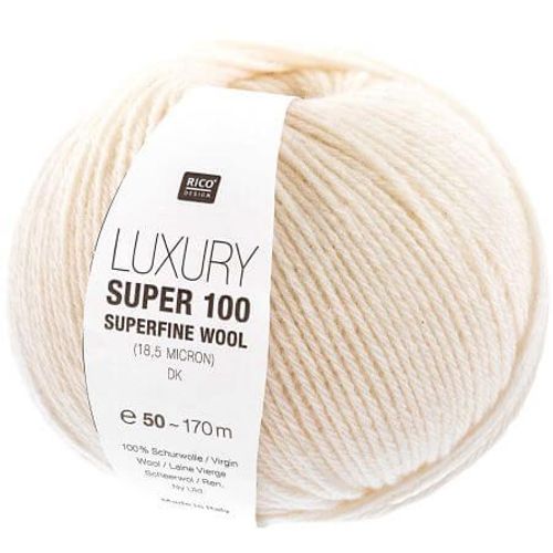 Pelote De Laine Luxury Super 100 Superfine Wool Dk - Rico Design 01 Blanc