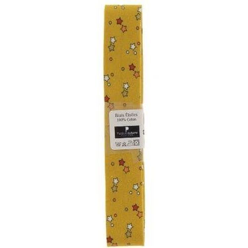 Biais En Coton Motif Etoiles 1,5m X 20mm - Passion Rubans Jaune
