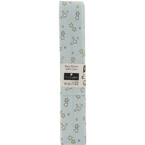 Biais En Coton Motif Etoiles 1,5m X 20mm - Passion Rubans Bleu Ciel