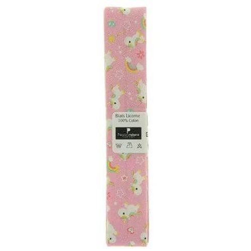Biais En Coton Motif Licornes 1,5m X 20mm - Passion Rubans Rose