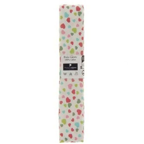 Biais En Coton Motif Coeurs 1,5m X 20mm - Passion Rubans Coeur Multicolore