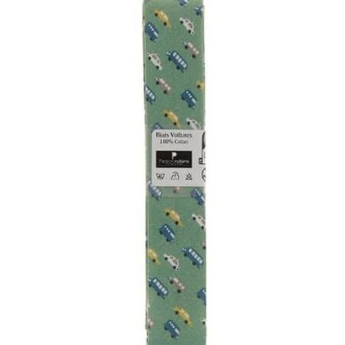 Biais En Coton Motif Voitures 1,5m X 20mm - Passion Rubans Vert