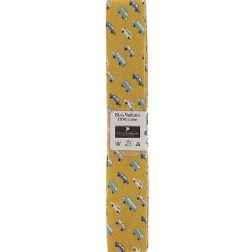 Biais En Coton Motif Voitures 1,5m X 20mm - Passion Rubans Jaune