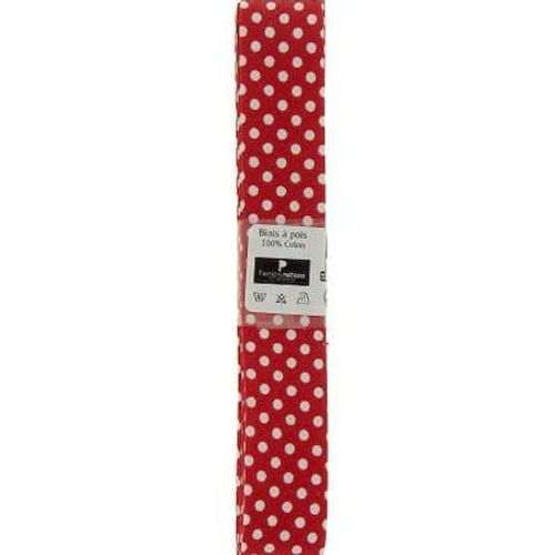 Biais En Coton Motif Pois 1,5m X 20mm - Passion Rubans Rouge