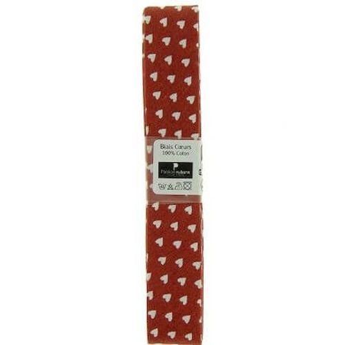 Biais En Coton Motif Petits Coeurs 1,5m X 20mm - Passion Rubans Rouge