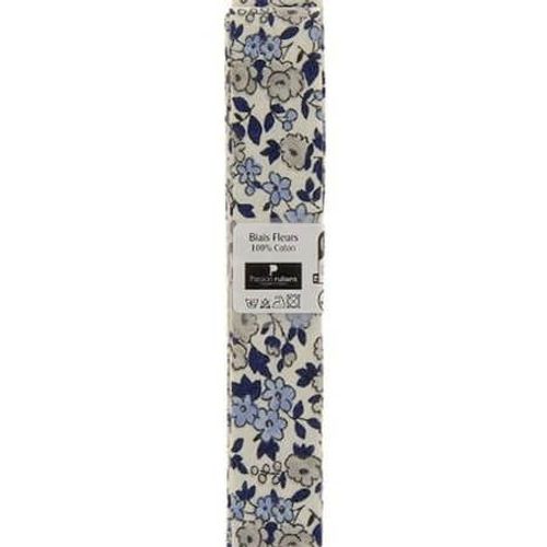 Biais En Coton Motif Fleurs 1,5m X 20mm - Passion Rubans Jaune
